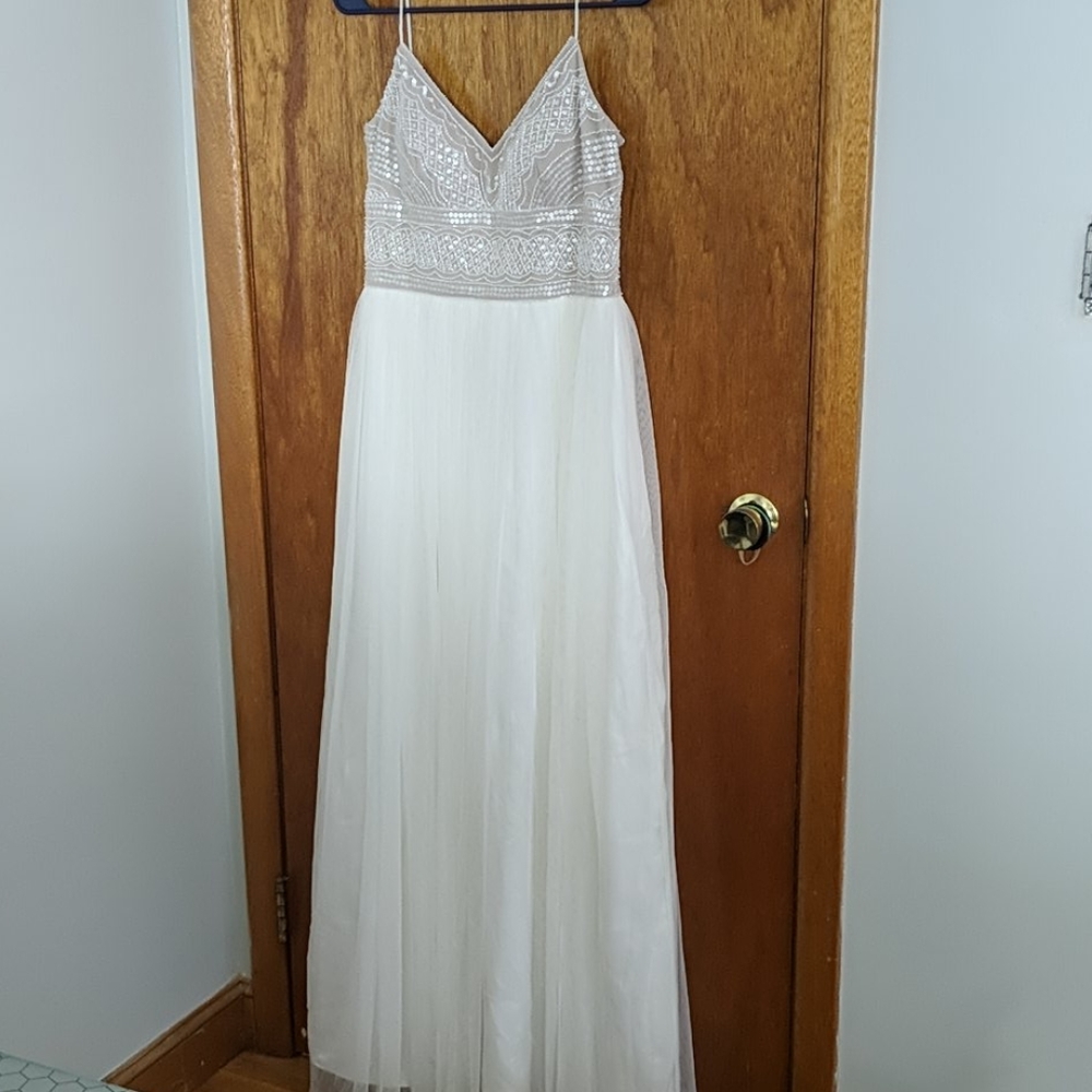 BHLDN Adrianna Papell Ivory Beaded Dress Gown